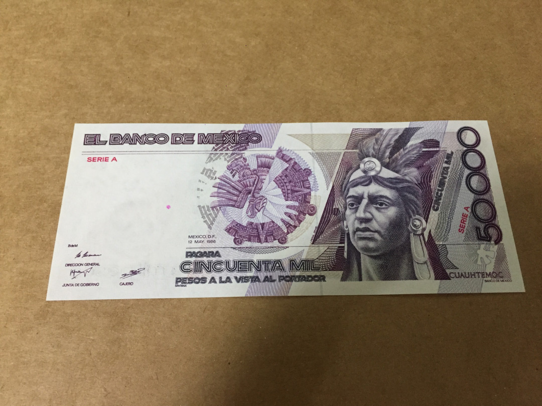 【收藏联盟】第118期拍卖——英伦三岛 【一组3张】1981-1988年 墨西哥 20000-50000-100000比索 全新UNC 