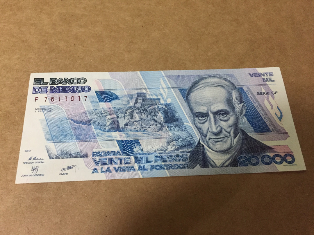 【收藏联盟】第118期拍卖——英伦三岛 【一组3张】1981-1988年 墨西哥 20000-50000-100000比索 全新UNC 