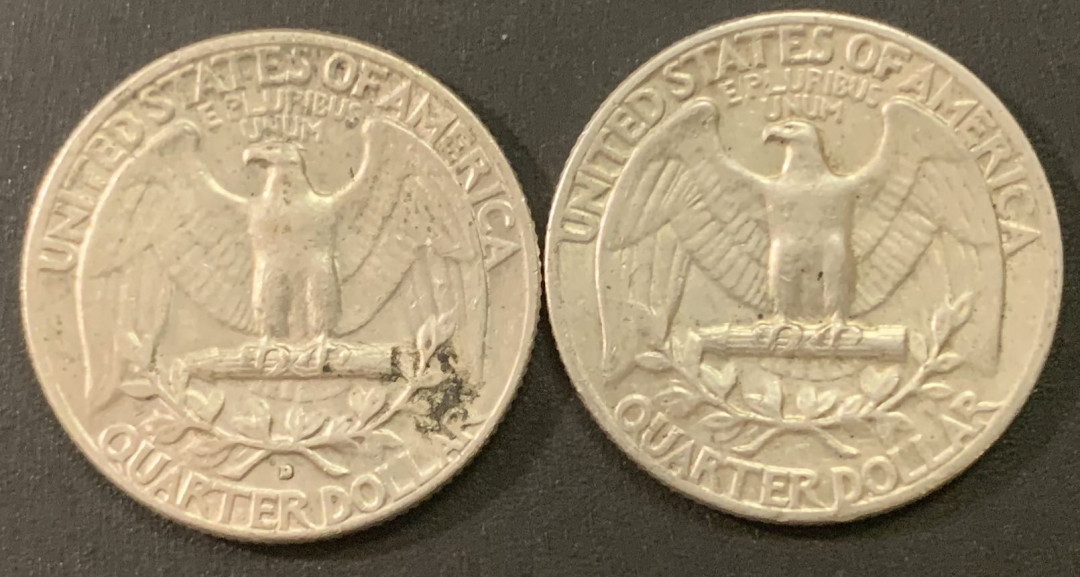 紫瑗钱币—微拍第21期  美国 1964年 华盛顿 25美分 2枚 UNC 共12.5克 0.9银