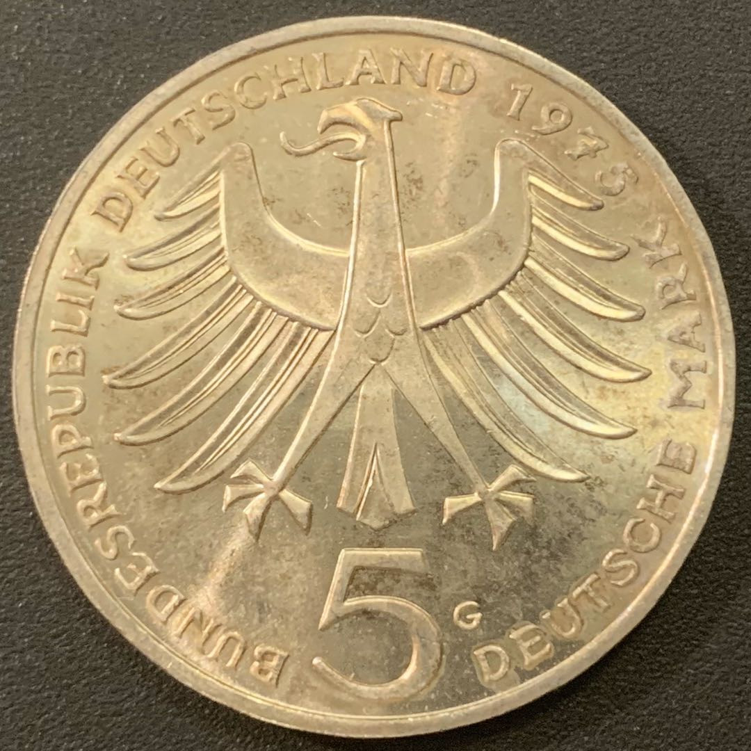 紫瑗钱币—微拍第21期  德国 1975年 G厂 施韦泽100周年 11.2克 0.625银