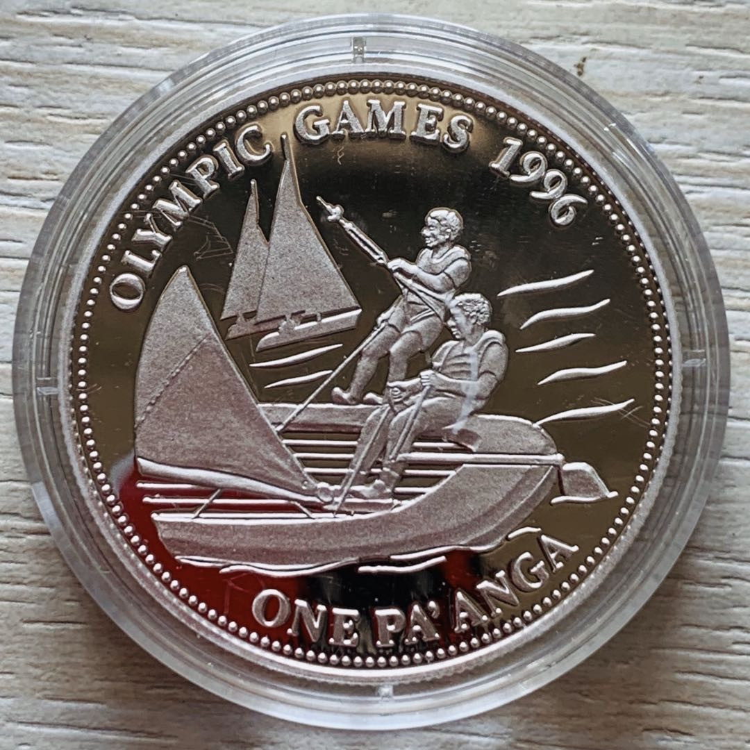 紫瑗钱币—微拍第21期  汤加 1992年 巴塞罗那奥运会 帆船 1潘加 31.47克 0.925银 精制