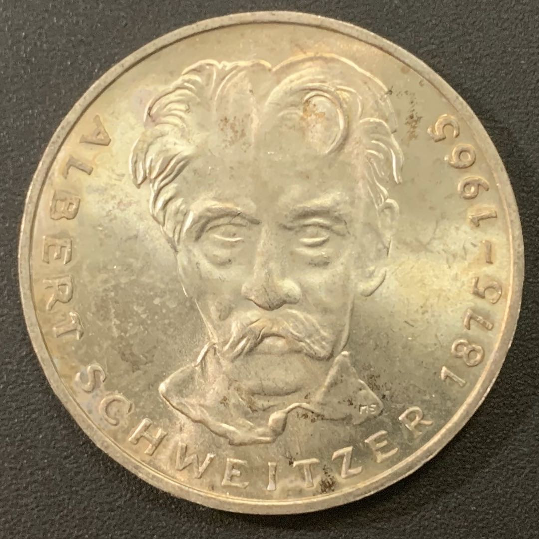 紫瑗钱币—微拍第21期  德国 1975年 G厂 施韦泽100周年 11.2克 0.625银