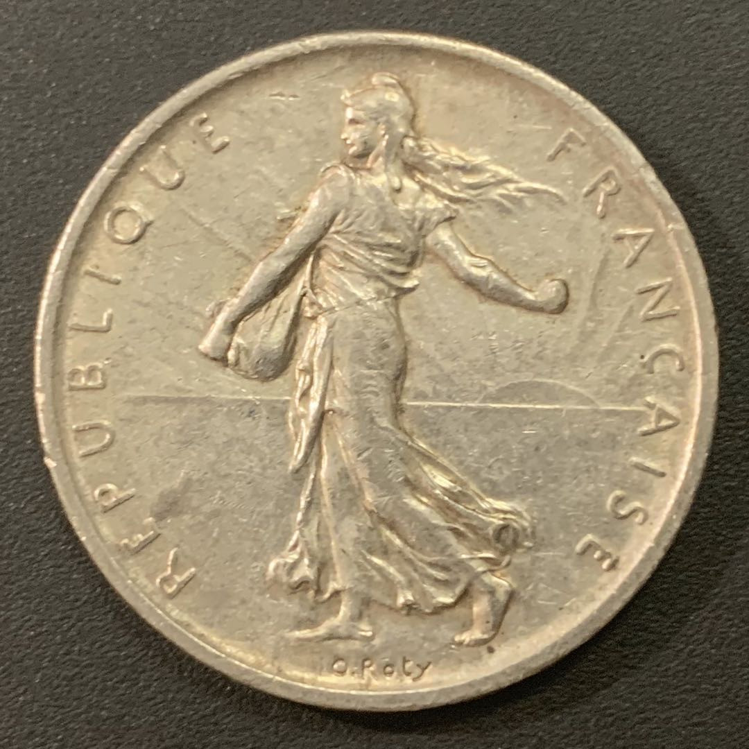 紫瑗钱币—微拍第21期  法国 1960年 播种女神 5法郎 12克 0.835银