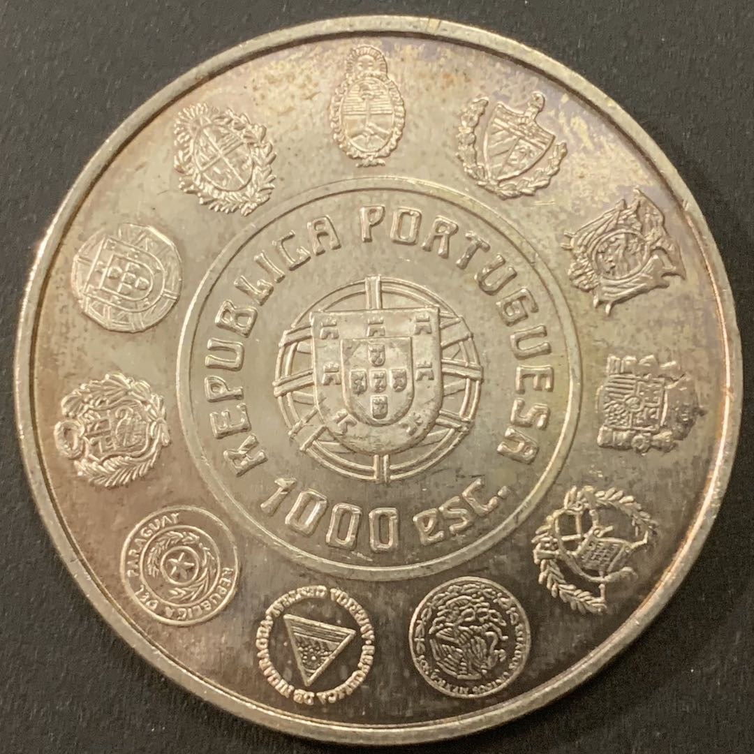 紫瑗钱币—微拍第21期  葡萄牙 2000年 葡属伊利比亚半岛殖民地 1000埃斯库多 27克 0.5银