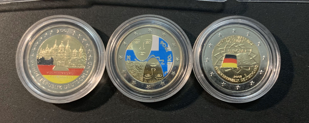 紫瑗钱币—微拍第21期  德国 芬兰  2006 2007年 2欧元 彩色2欧元 纪念币 3枚一起 带证书