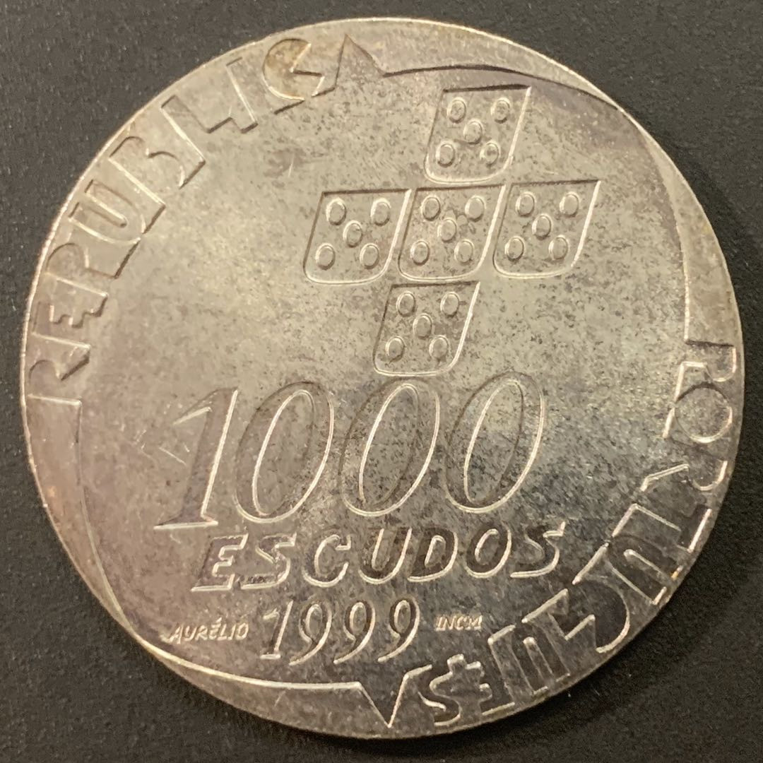 紫瑗钱币—微拍第21期  葡萄牙 1999年 共和国革命25周年  1000埃斯库多 27克 0.5银