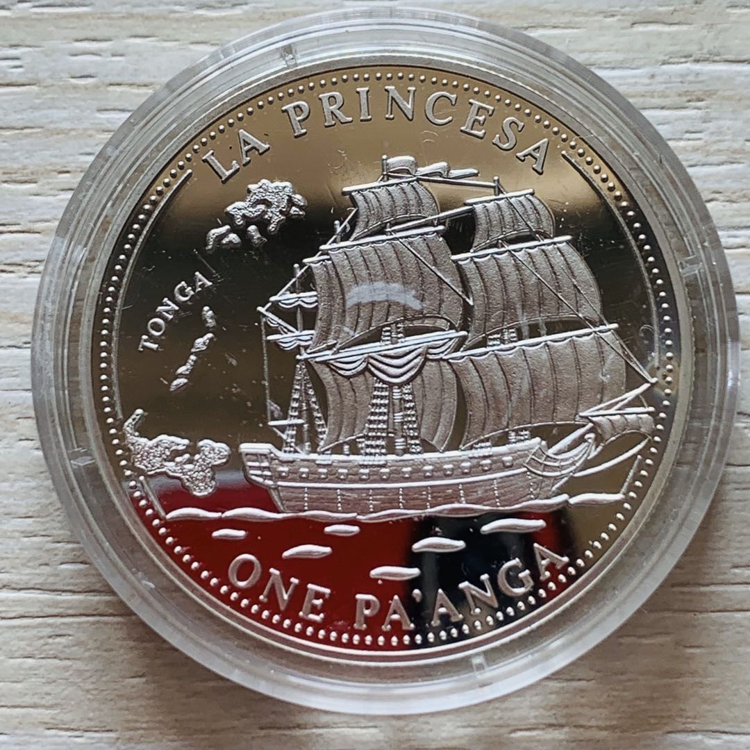 紫瑗钱币—微拍第21期  汤加 1993年 公主号帆船 1潘加 31.47克 0.925银 精制