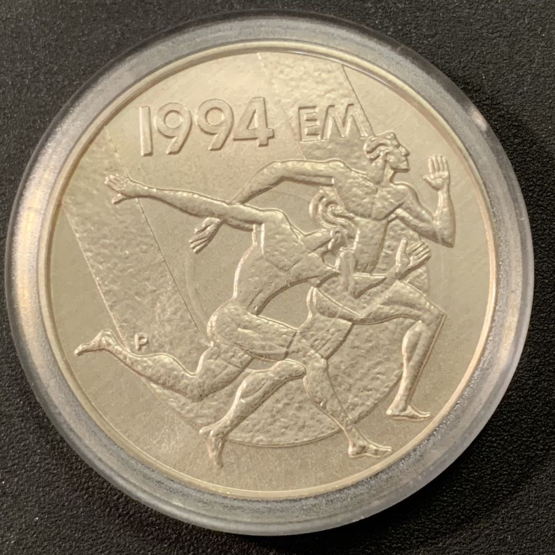 紫瑗钱币—微拍第22期 —外国现代银币场 芬兰 1994年  欧洲田径锦标赛 100马克 24克 0.925银