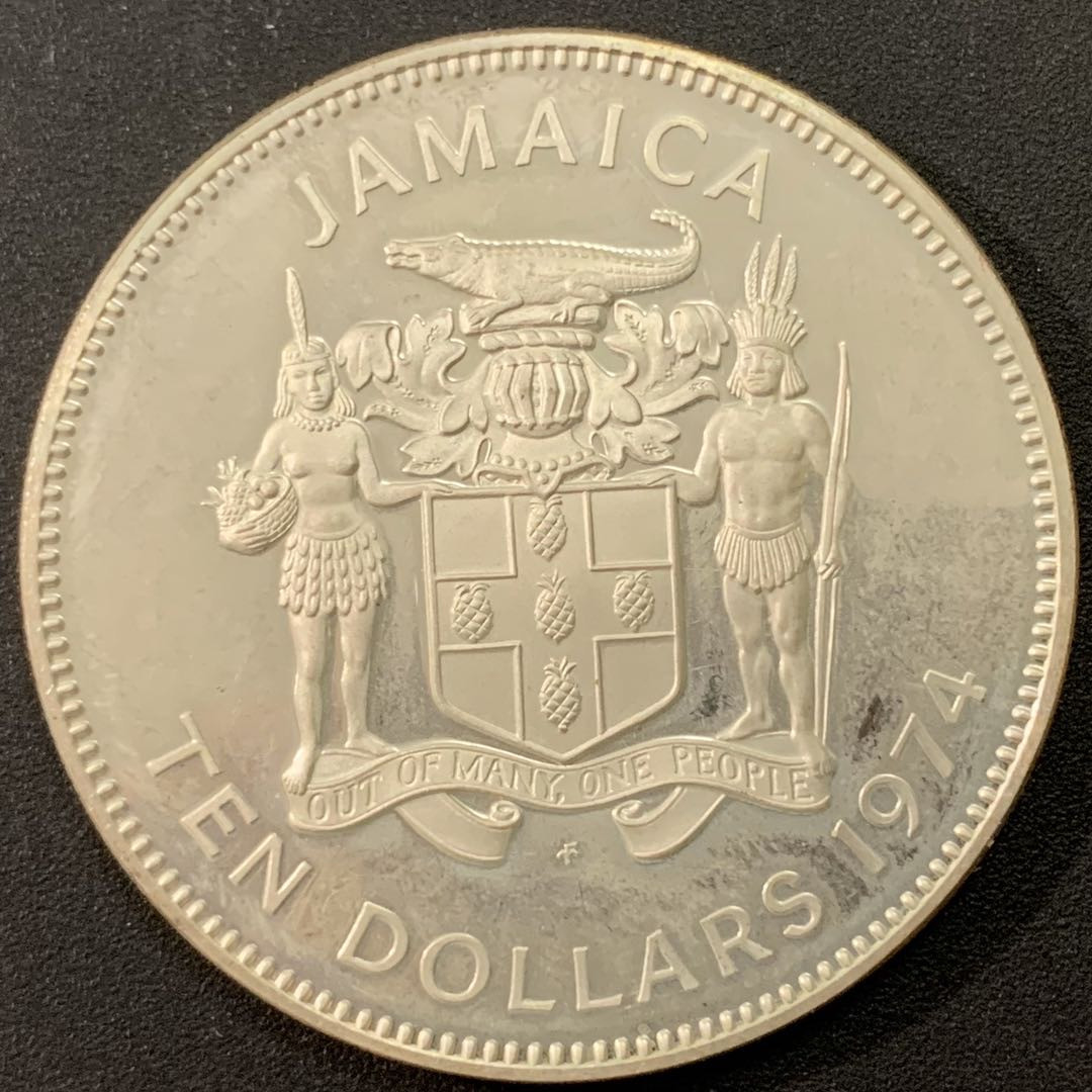 紫瑗钱币—微拍第22期 —外国现代银币场 牙买加 1974年 航海家 亨利摩根船长 10元 42.8克 0.925银