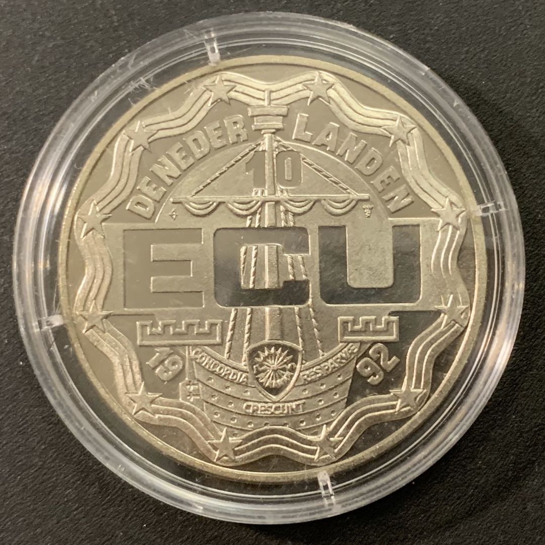 紫瑗钱币—微拍第22期 —外国现代银币场 荷兰 1992年 威廉一世 10埃局 25克 0.925银 精制