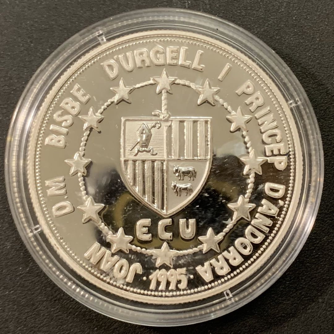 紫瑗钱币—微拍第22期 —外国现代银币场 安道尔 1995年 罗曼贝尔格三世 10第纳尔  31.47克 0.925银 精制