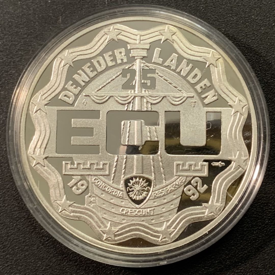 紫瑗钱币—微拍第22期 —外国现代银币场 荷兰 1992年 威廉一世 10埃局 25克 0.925银 精制