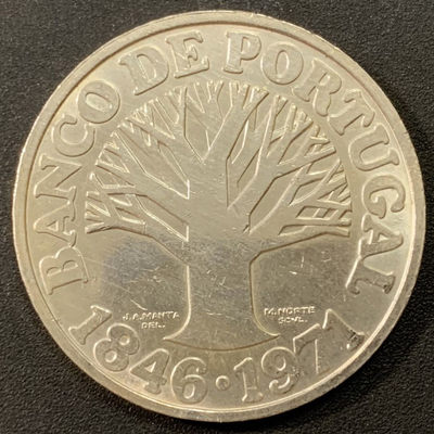 紫瑗钱币—微拍第22期 —外国现代银币场 - 葡萄牙 1971年 葡萄牙银行125周年 50埃斯库多 18克 0.65银