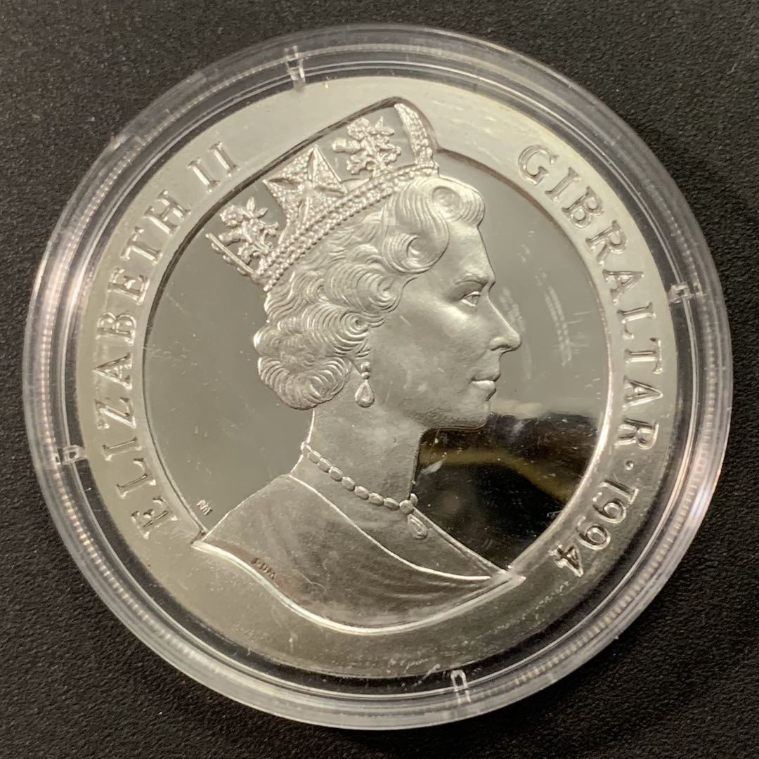 紫瑗钱币—微拍第22期 —外国现代银币场 直布罗陀 1994年 欧罗巴女神 21埃局 20克 0.925银 精制