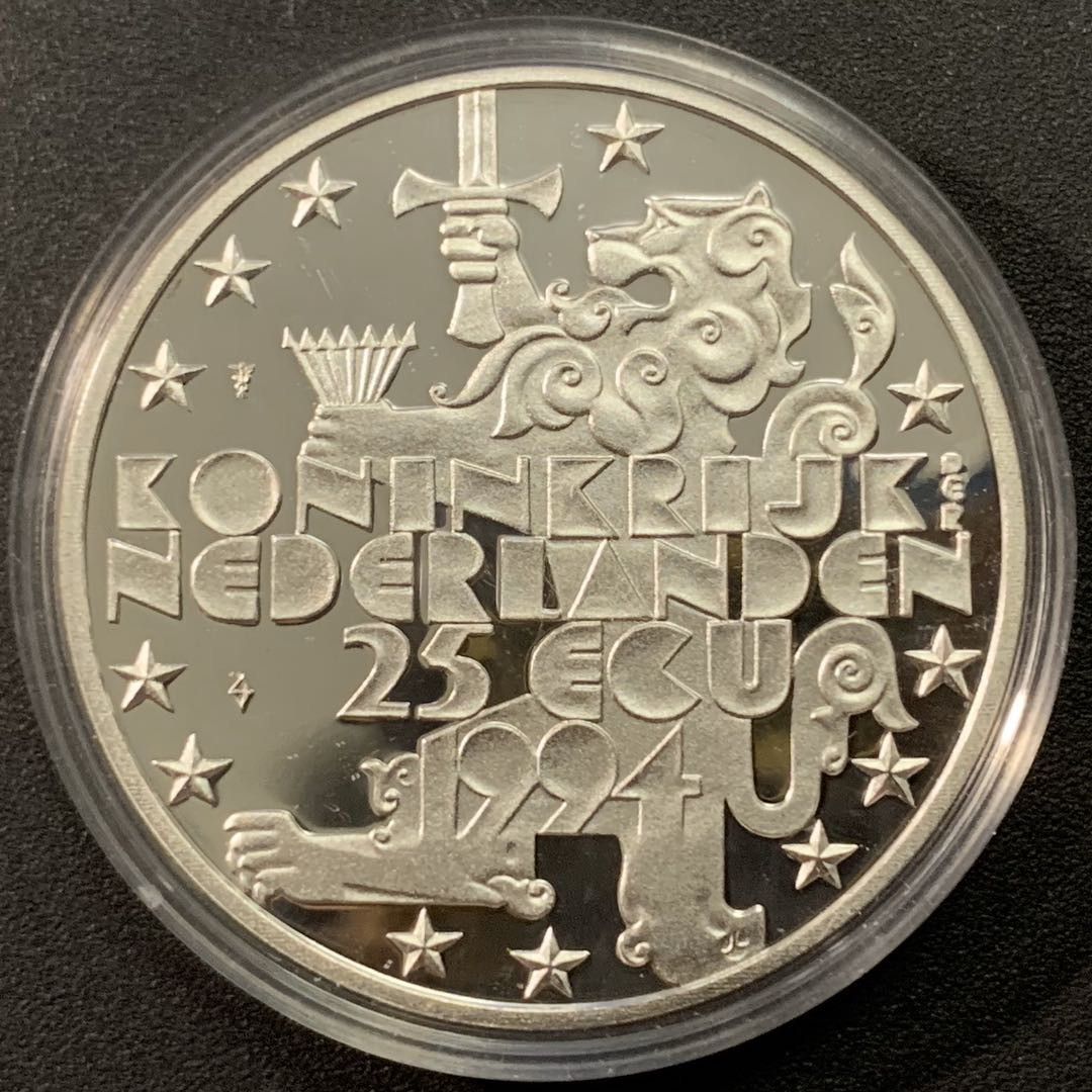 紫瑗钱币—微拍第22期 —外国现代银币场 荷兰 1994年 朱莉安娜女王夫妇 25埃局 25克 0.925银 精制