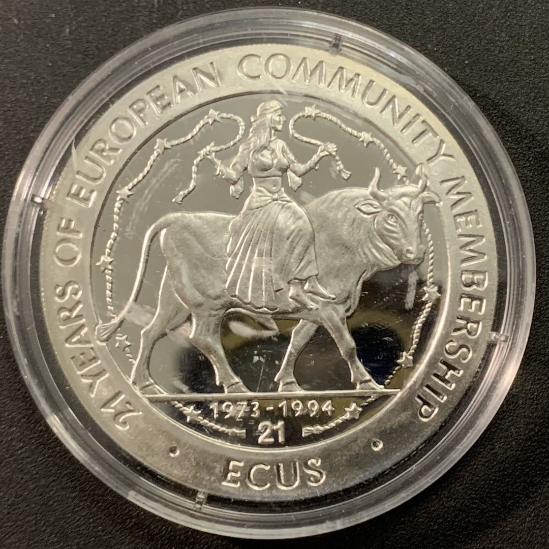 紫瑗钱币—微拍第22期 —外国现代银币场 直布罗陀 1994年 欧罗巴女神 21埃局 20克 0.925银 精制