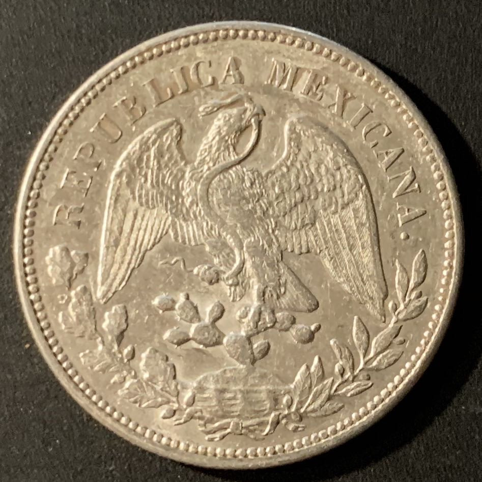 紫瑗钱币—微拍第24期  墨西哥 1908年 MO GV 1比索  直边鹰洋