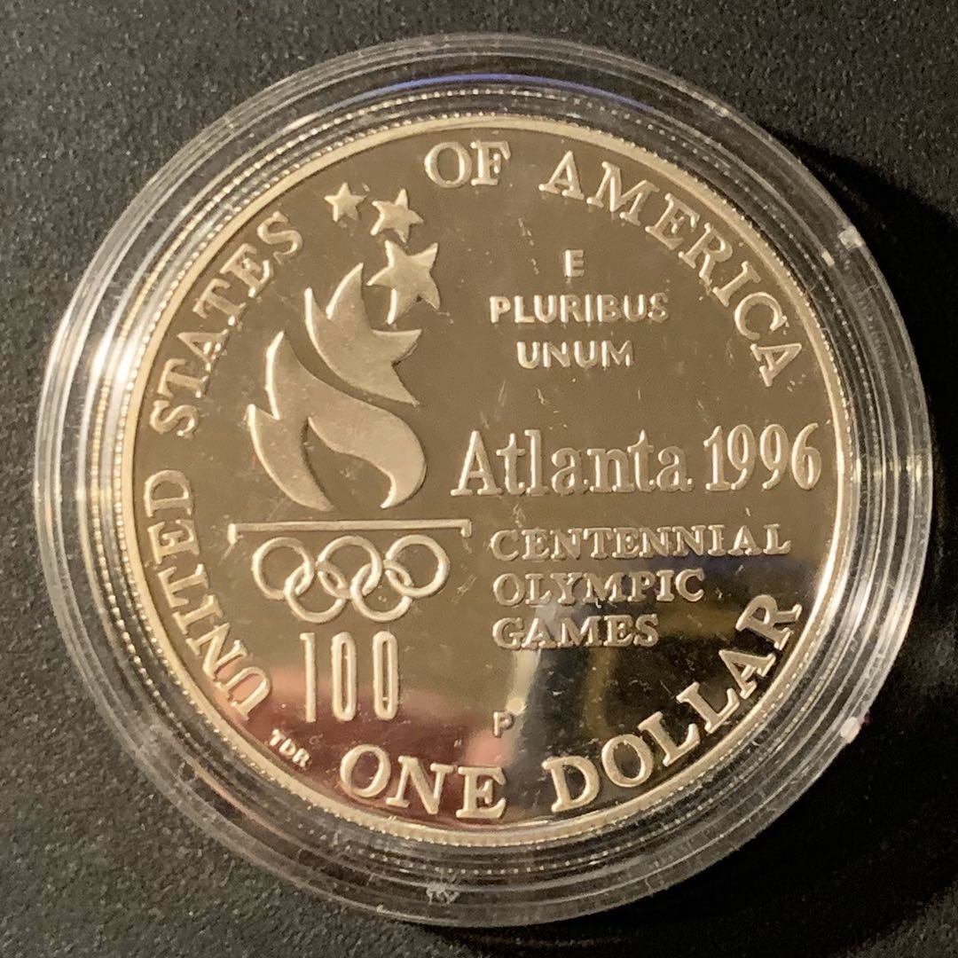 紫瑗钱币—微拍第24期  美国 1996年 亚特兰大奥运会 撑杆跳  1元  26.73克 0.9银 精制