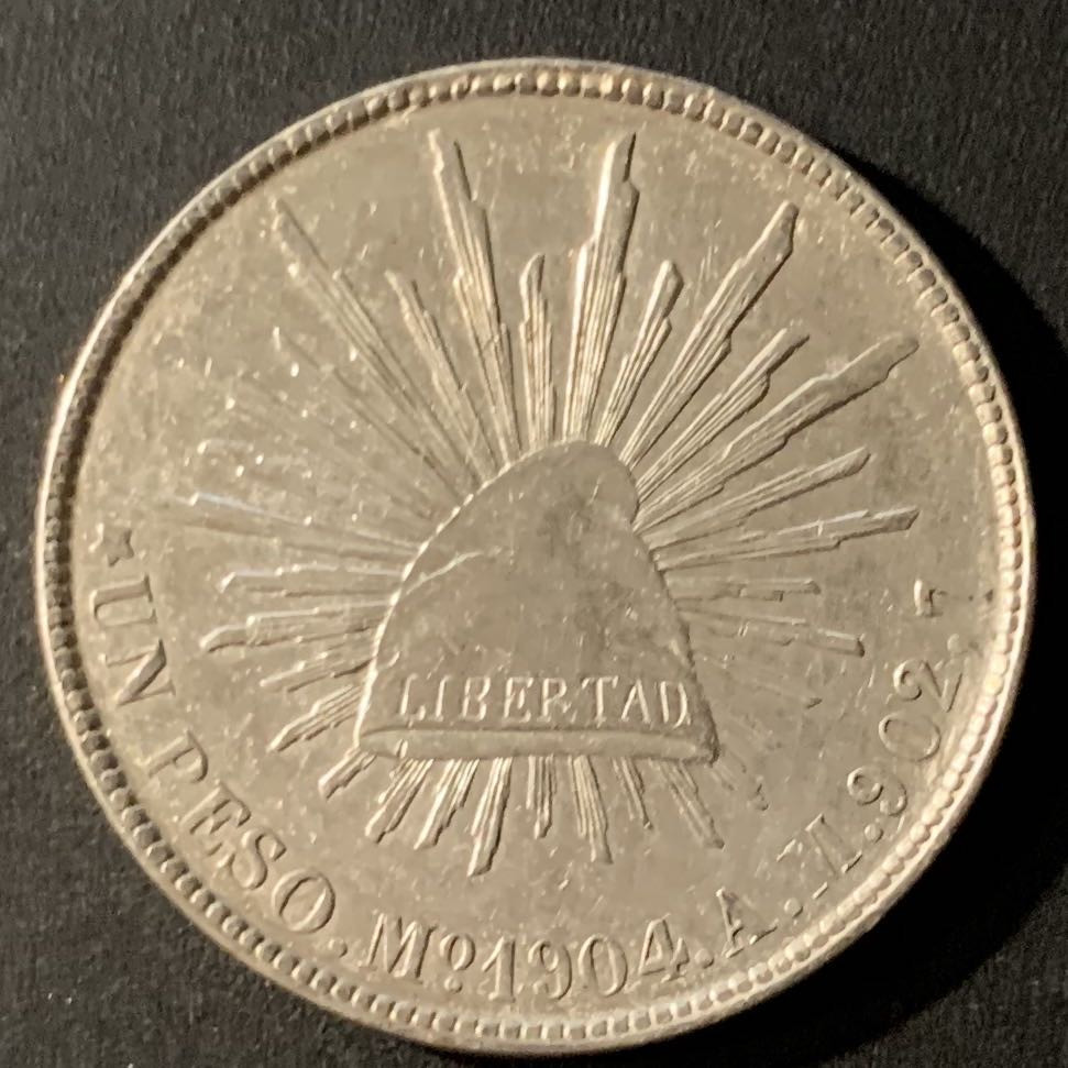 紫瑗钱币—微拍第24期  墨西哥 1904年 MO AM 1比索 直边鹰洋