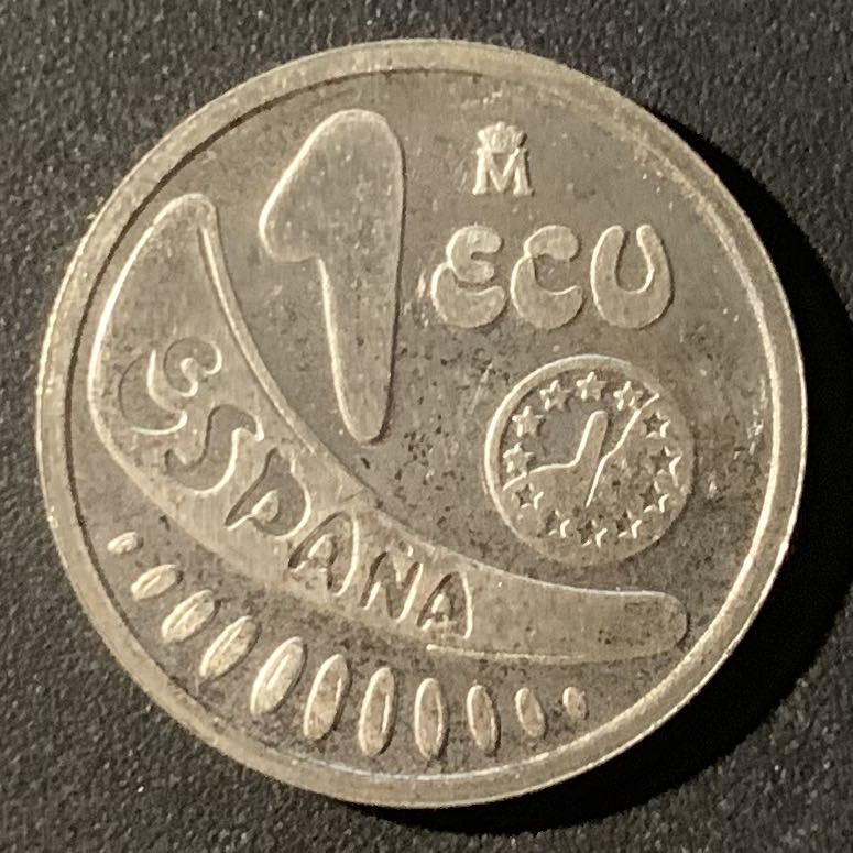 紫瑗钱币—微拍第24期  西班牙 1989年 欧罗巴女神 骑牛 1埃局 6.22克 0.925银