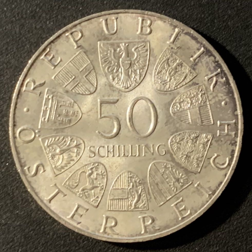 紫瑗钱币—微拍第24期  奥地利 1970年  总统 卡尔蕾纳 50先令 20克 0.9银