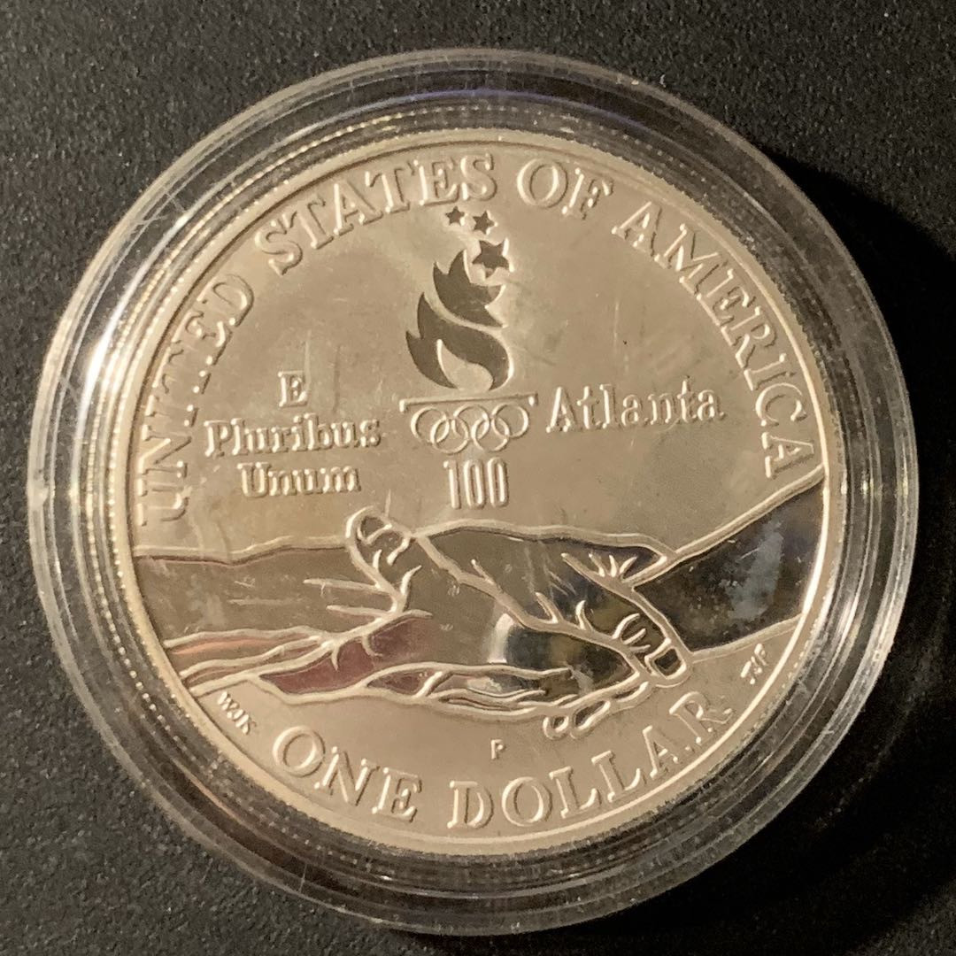 紫瑗钱币—微拍第24期  美国 1996年 亚特兰大奥运会 自行车  1元  26.73克 0.9银 精制