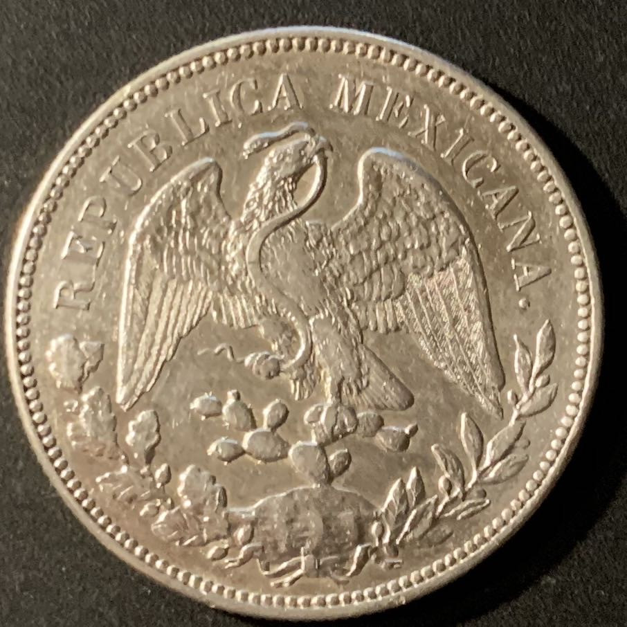 紫瑗钱币—微拍第24期  墨西哥 1908年 MO AM 1比索 直边鹰洋