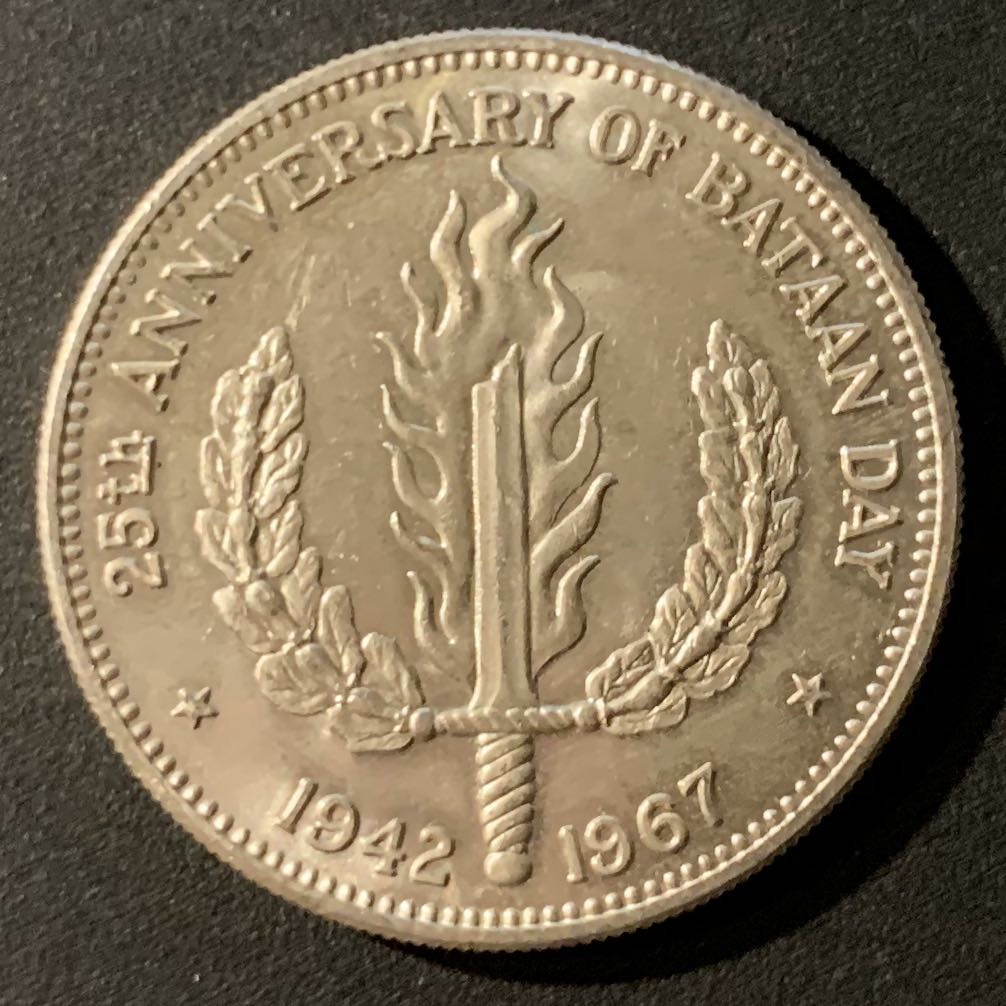 紫瑗钱币—微拍第24期  菲律宾 1967年 巴丹日25周年 1比索 26克 0.9银