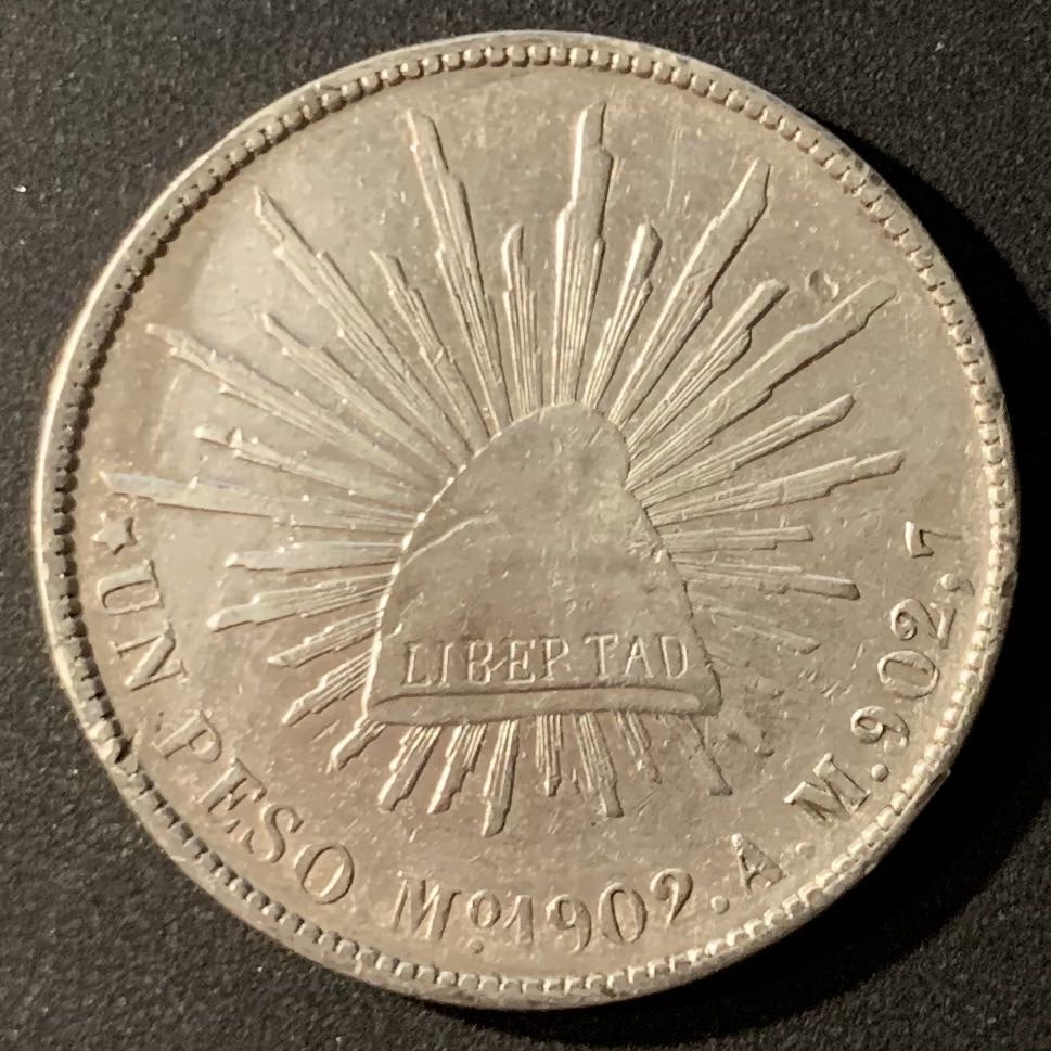 紫瑗钱币—微拍第24期  墨西哥 1902年 MO AM 1比索 直边鹰洋
