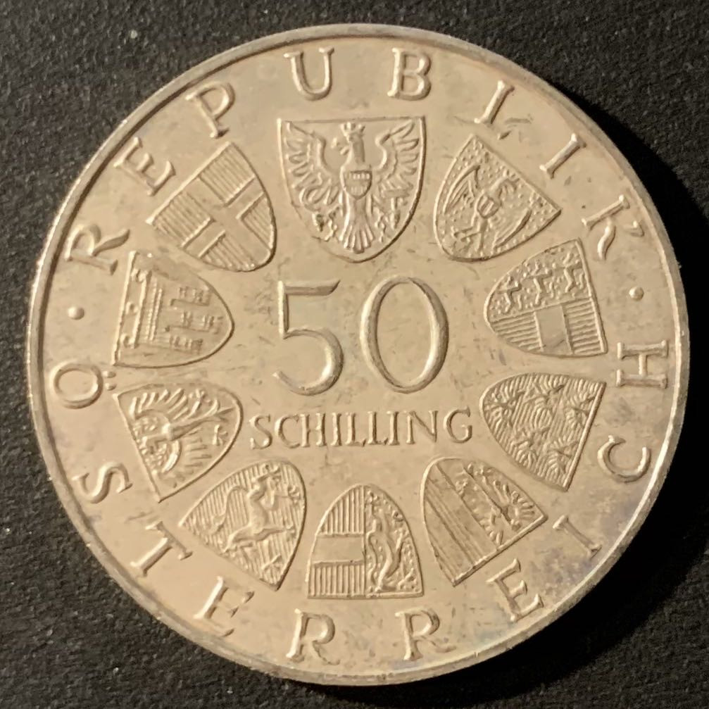 紫瑗钱币—微拍第24期  奥地利 1971年 尤里乌斯 拉贝 诞辰80周年 50先令 20克 0.9银