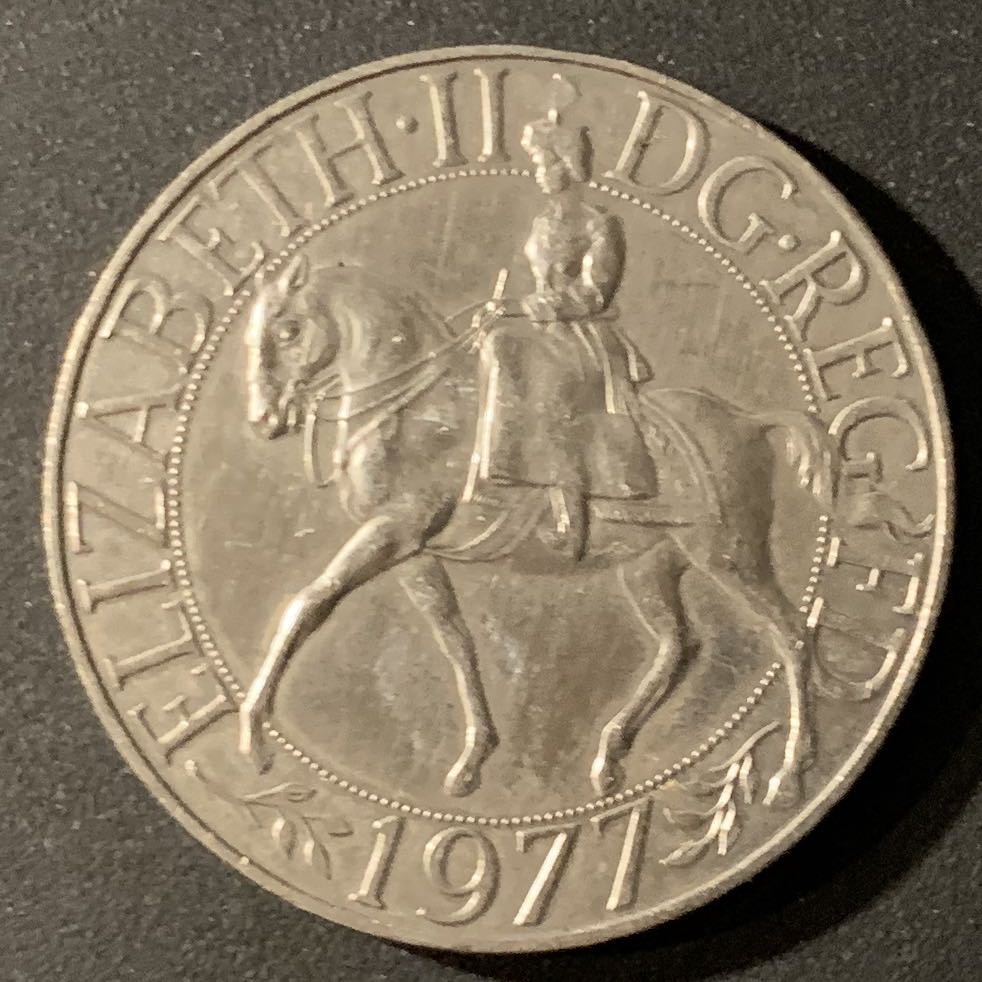 紫瑗钱币—微拍第24期  英国 1977年 伊丽莎白登基25周年 25便士 克朗型 镍币