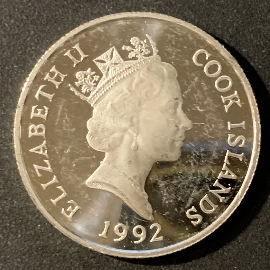 紫瑗钱币—微拍第24期  库克群岛 1992年 奥运会 跳高 5元  10克 0.5银 精制