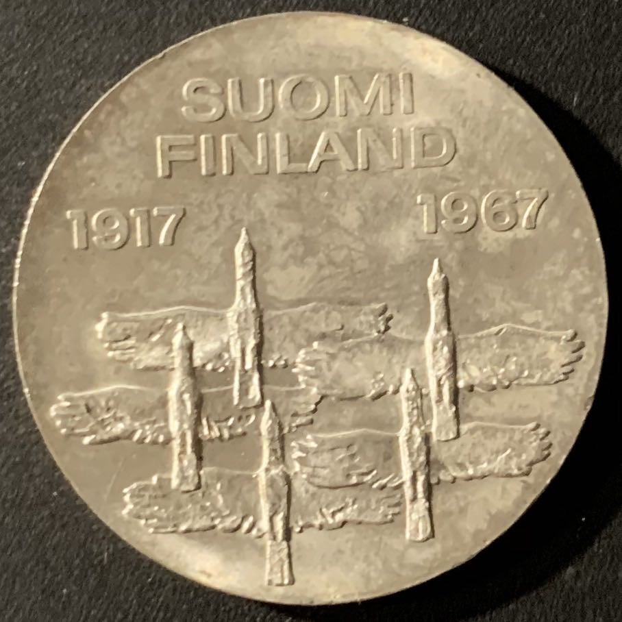 紫瑗钱币—微拍第24期  芬兰 1967年 建国50周年 10马克 24克 0.9银