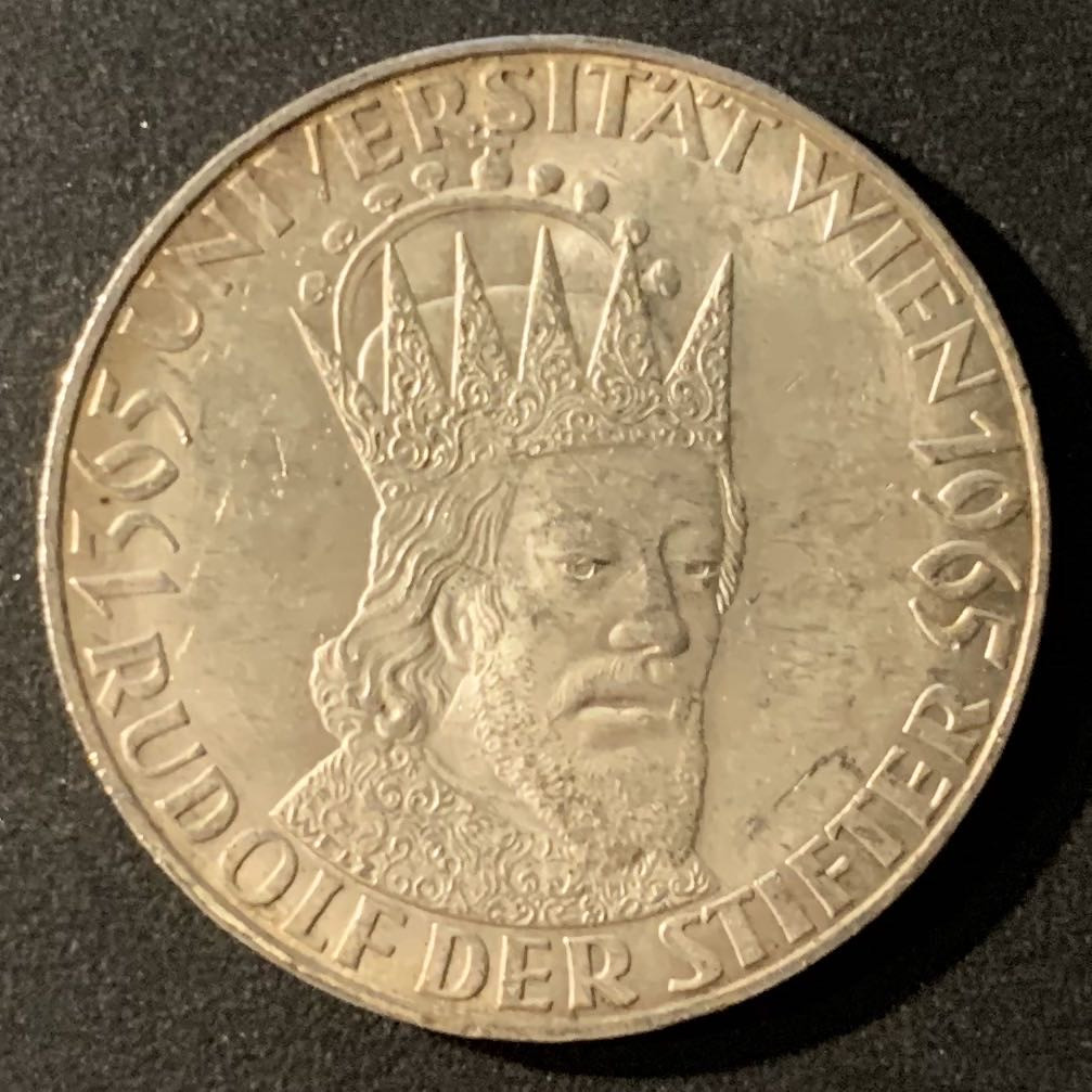 紫瑗钱币—微拍第24期  奥地利 1965年 维也纳大学600周年 50先令 20克  0.9银