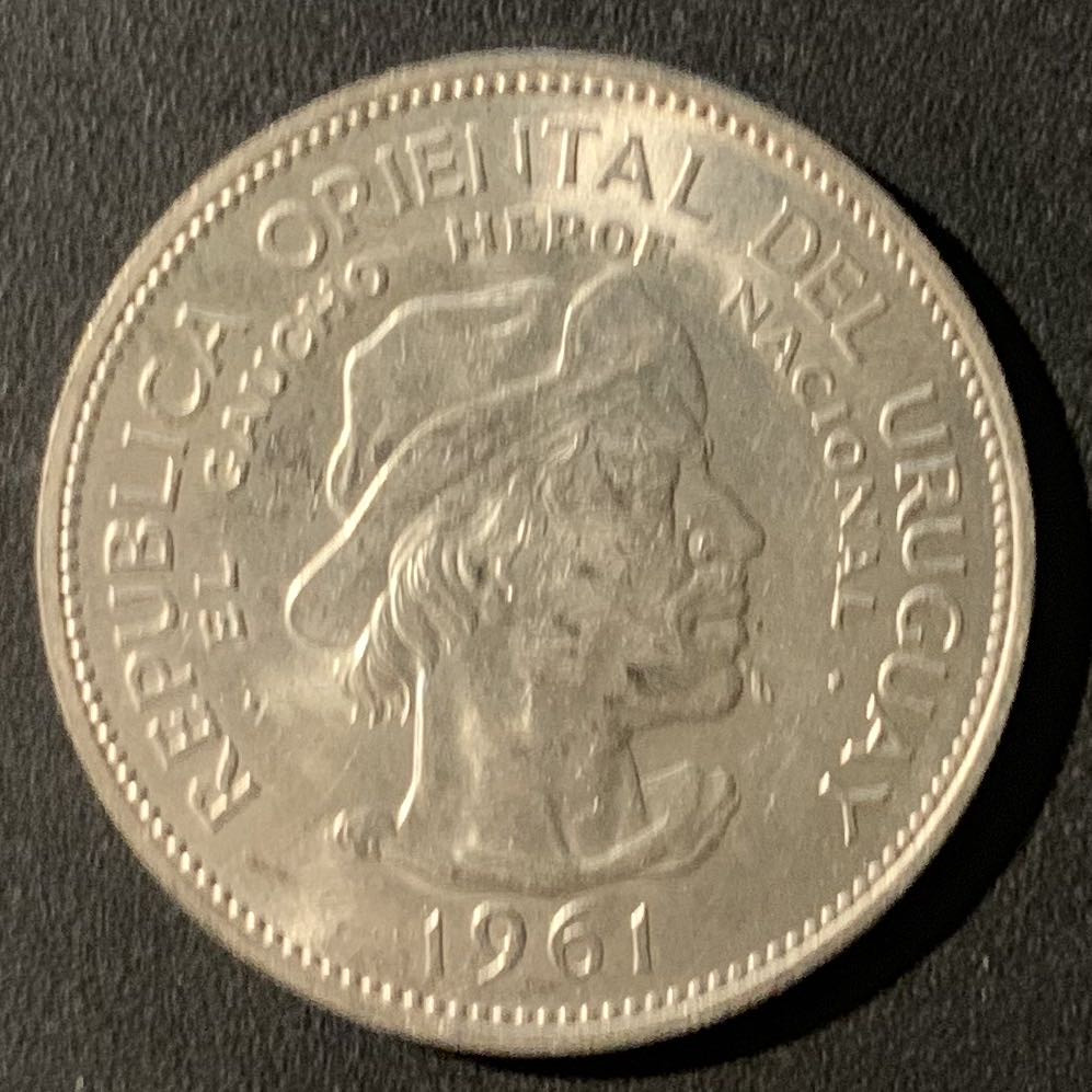 紫瑗钱币—微拍第24期  乌拉圭 1961年 反抗西班牙150周年 10比索 12.5克 0.9银