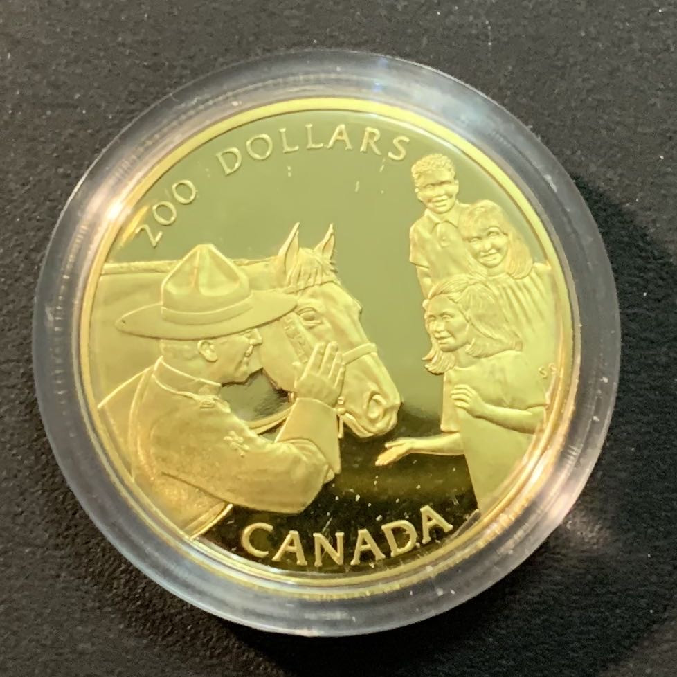 紫瑗钱币—微拍第25期  加拿大 1993年 加拿大骑警 200元 17.1克 0.917金 原盒证书