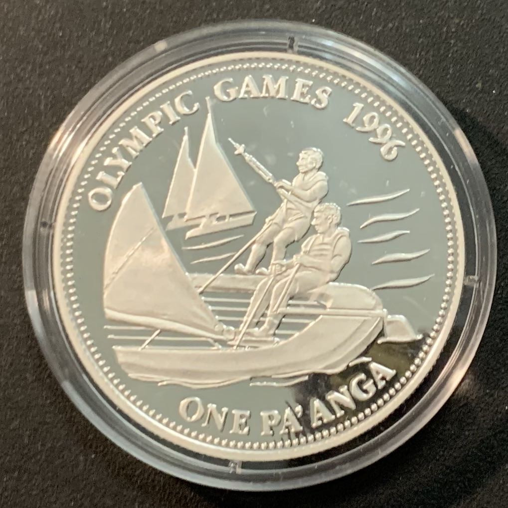 紫瑗钱币—微拍第25期  汤加 1992年 巴塞罗那奥运会 帆船 1潘加 31.47克 0.925银 精制