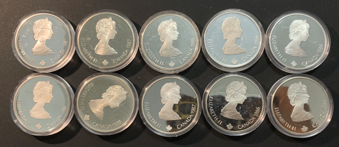 紫瑗钱币—微拍第25期  加拿大 蒙特利尔奥运会 10枚大全套 20元 共340克 0.925银 精制