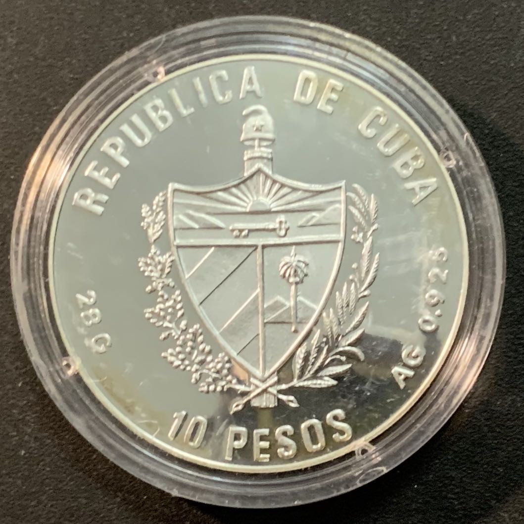 紫瑗钱币—微拍第25期  古巴 1992年 奥运会 排球 10比索 28克 0.925银 精制