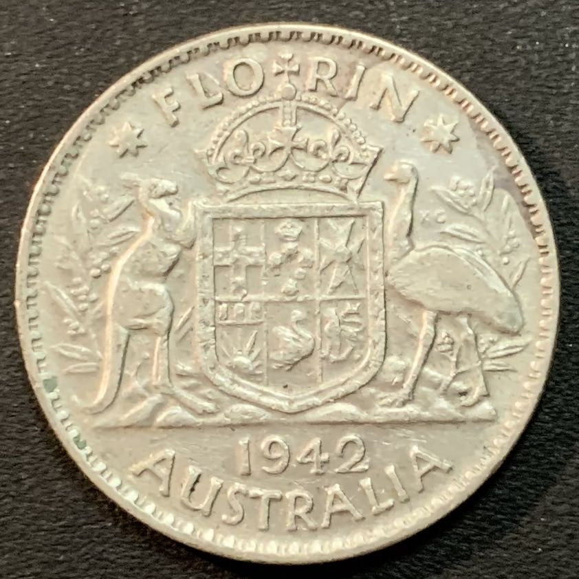 紫瑗钱币—微拍第25期  澳大利亚 1942年 乔治6世 1佛林 11.31克 0.925银