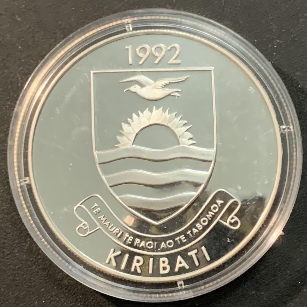 紫瑗钱币—微拍第25期  基里巴斯 1992年 巴塞罗那奥运会 帆船 20元 31.47克 0.925银 精制