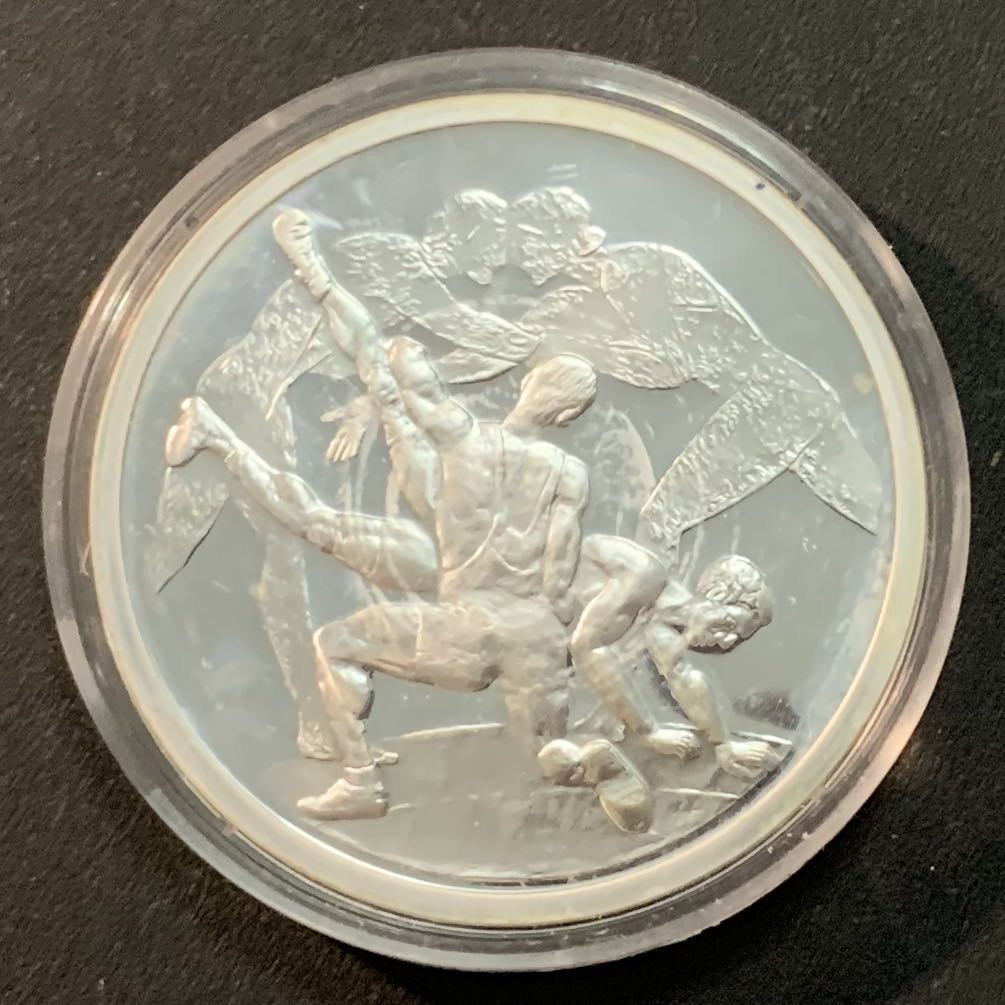 紫瑗钱币—微拍第25期  希腊 2004年 雅典奥运会 古典摔跤 10欧元 33.6克 0.925银 精制