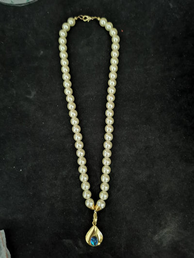 【鲸贝乐淘】情人节·韩国小首饰拍卖 - 珍珠蓝宝石吊坠项链