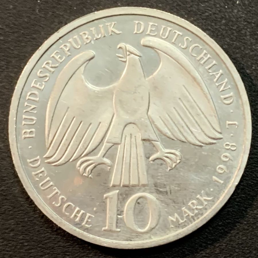 紫瑗钱币—微拍第25期  德国 1998年 J厂 威斯特法伦350周年 10马克 15.5克 0.925银