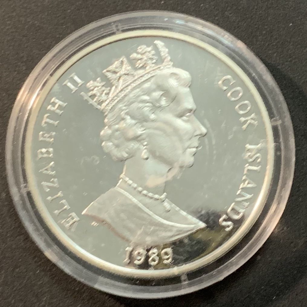 紫瑗钱币—微拍第25期  库克群岛 1989年 现代三项 50元 28.28克 0.925银 精制