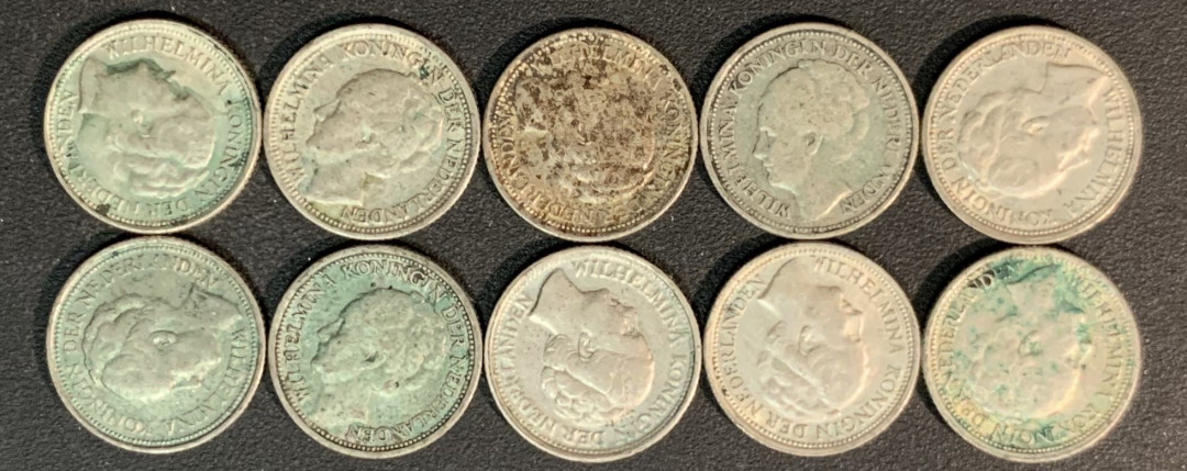 紫瑗钱币—微拍第25期  荷兰 威廉那女王 10分 10枚一起拍 共14克 0.64银