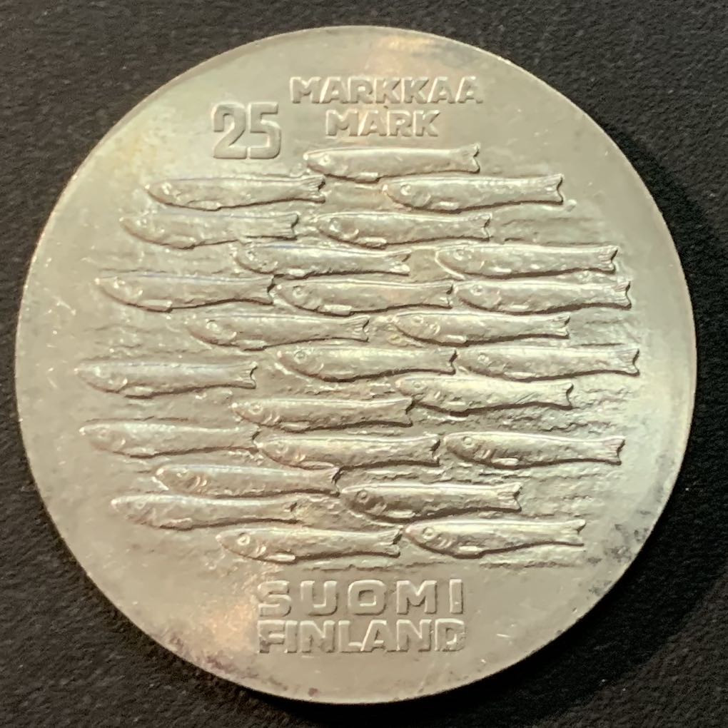 紫瑗钱币—微拍第26期  芬兰 1979年  图尔库建城750周年 25马克 26.6克 0.5银 获奖币