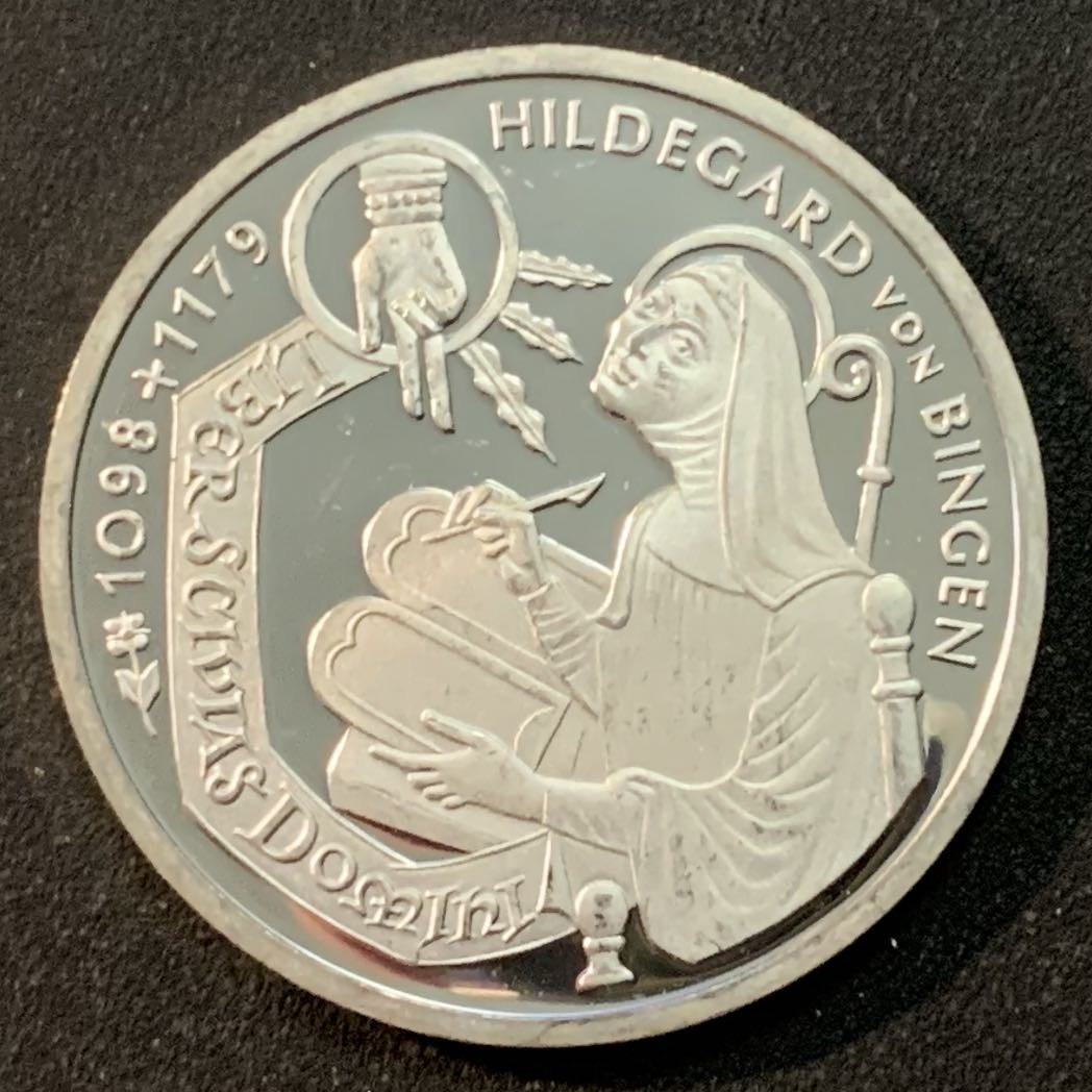 紫瑗钱币—微拍第26期  德国 1998年 J厂 希尔德加德900周年 10马克 15.5克 0.925银 精制