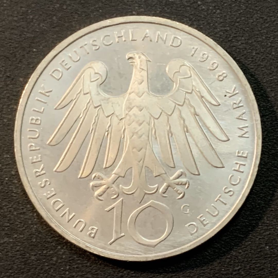紫瑗钱币—微拍第26期  德国 1998年 G厂 希尔德加德900周年 10马克 15.5克 0.925银 