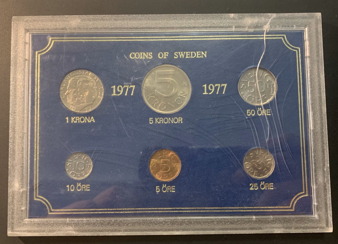 紫瑗钱币—微拍第26期  瑞典 1977年 流通币 6枚套 原盒